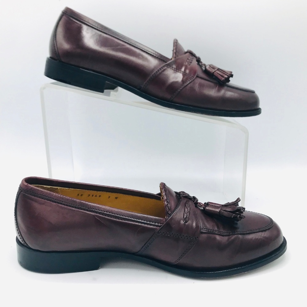 Johnston Murphy Cellini Italy Burgundy Shoes 7W - Picture 5 of 8